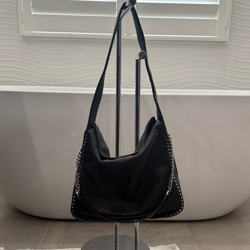 Genuine Michael Kors Astor Black Studded Leather Shoulder Bag